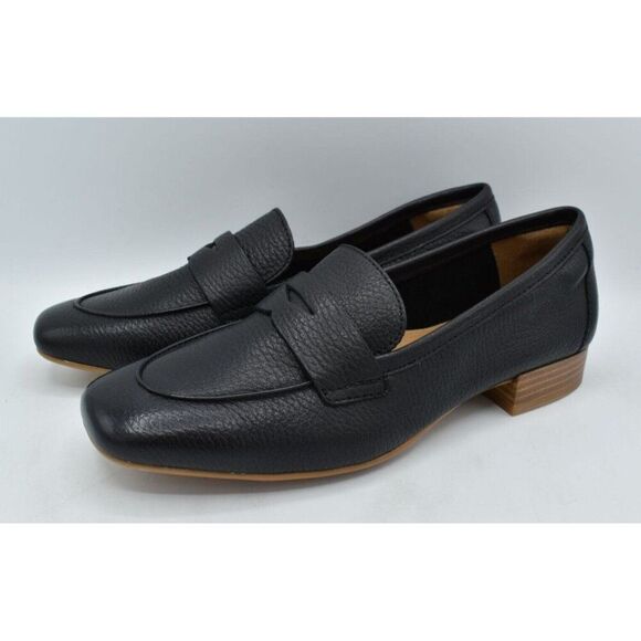 Sofft Womens Size 7 Elinor Moc Toe Black Leather Slip On Penny Loafers Shoes - Picture 1 of 12